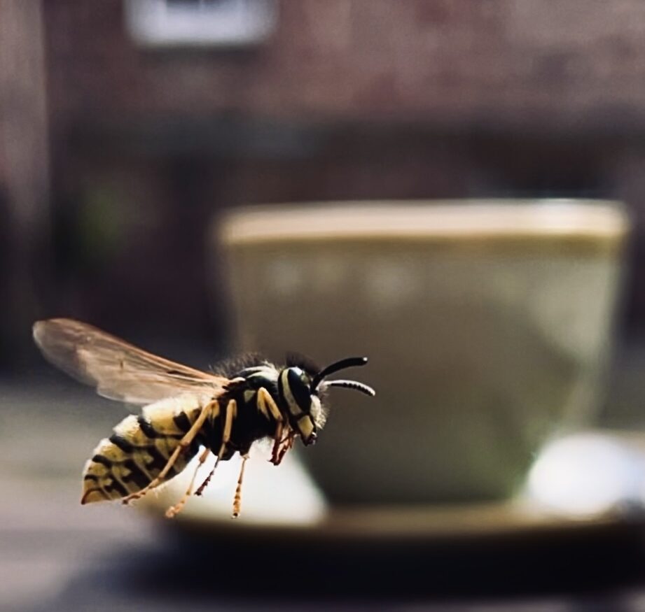 Wasp who seemed to enjoy sharing a cream tea with us, favoured raspberry jam over blackcurrant and was very polite.